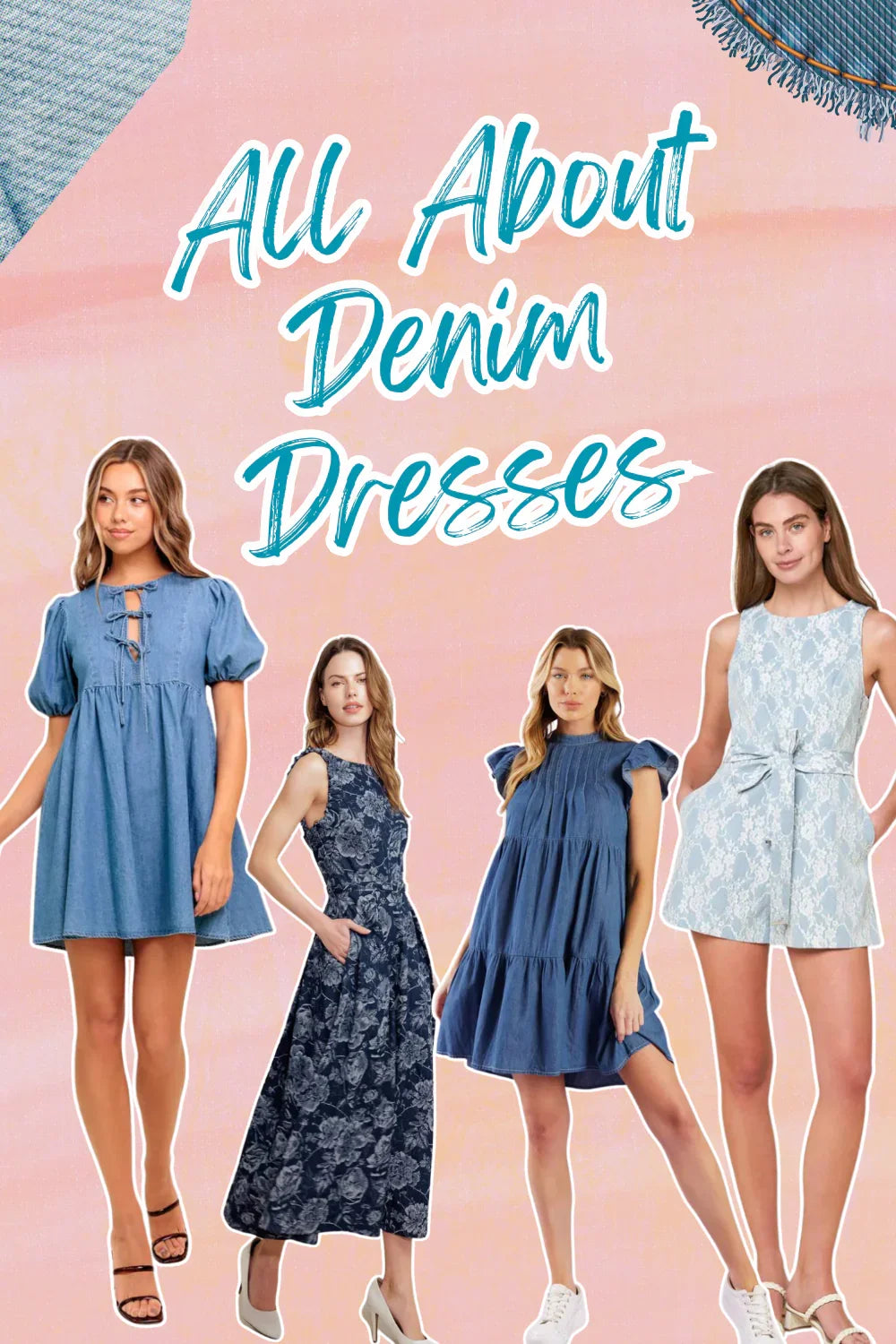 Denim dresses and rompers in light and medium washes | Lady Black Tie