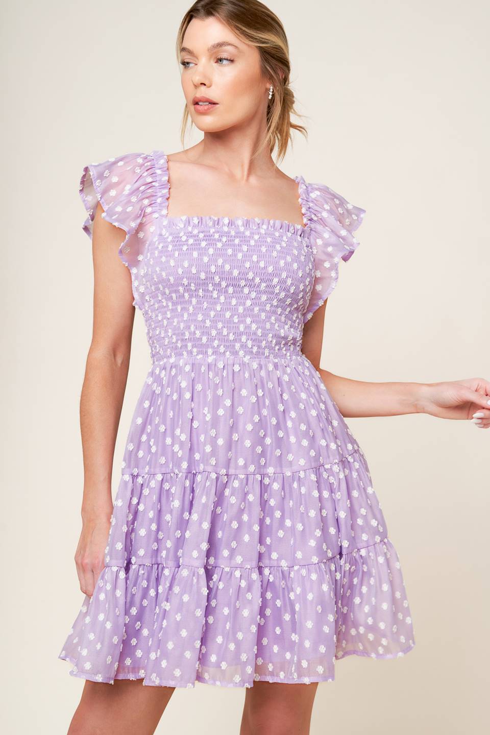 sachin and babi light blue dress Chiffon Ruffle Dress in Lavender