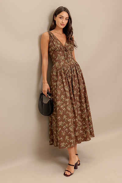 slim fit dress slacks Z Supply Brown Cotton Routine Shift Mini Dress main image 1