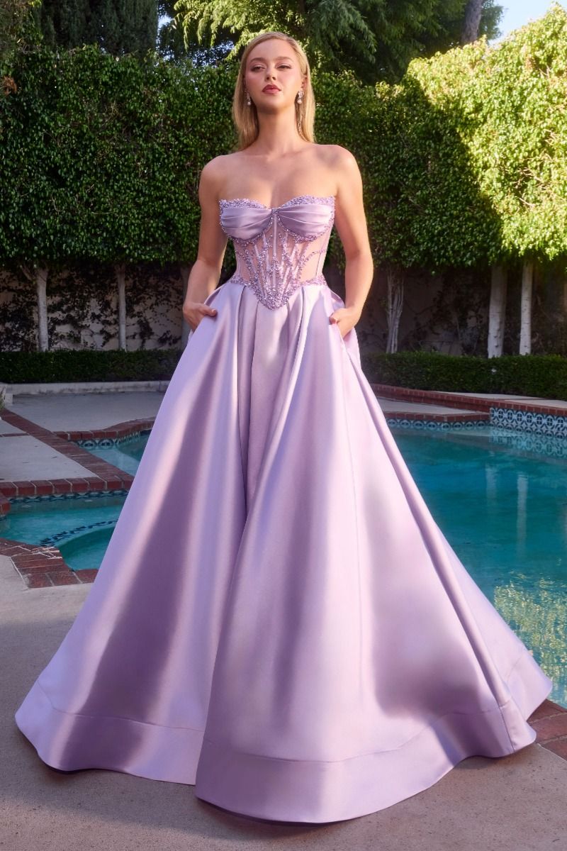 slim fit dress slacks Corset-Back Lace-Up Beaded-Bodice Long Prom Gown