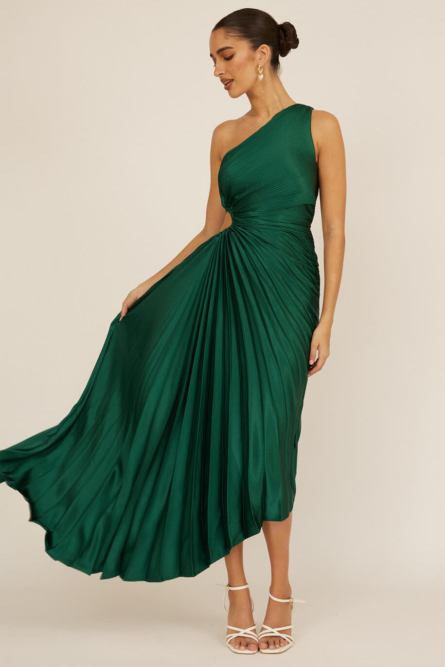 white christmas dresses Lady Black Tie - Panama Maxi Dress - Kelly Green - Pleated Dress with Side Cut Out