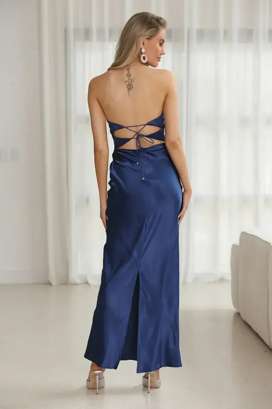 Harley Satin Maxi Dress - Navy