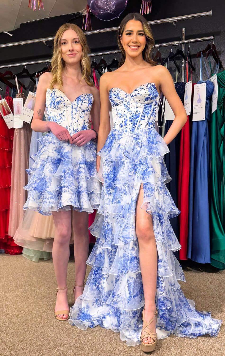 PRISCILLA MINI DRESS - FLORAL TIERED STRAPLESS DRESS