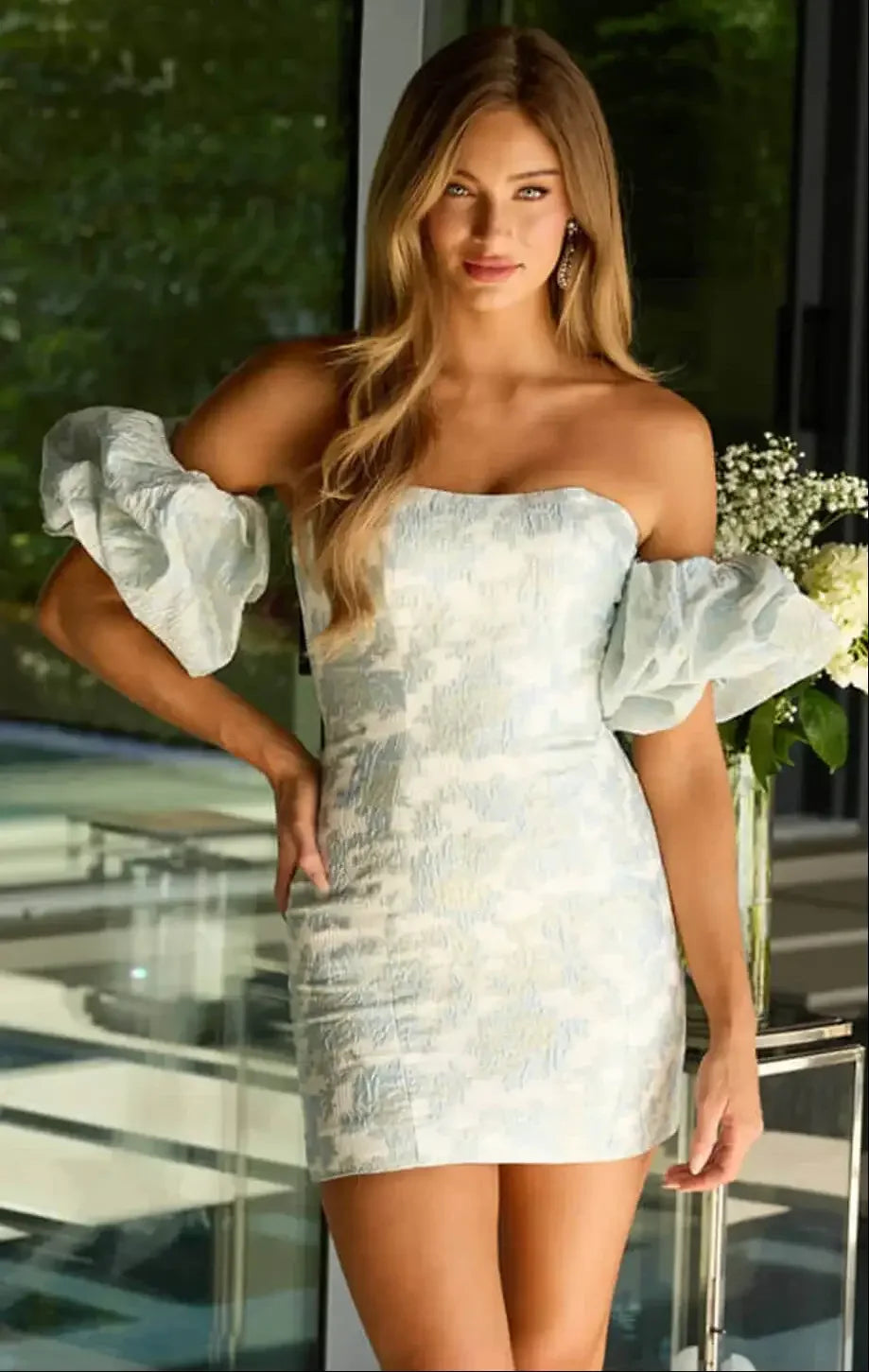 26391 - Ava Presley - Off-The-Shoulder Puff Sleeve Mini Dress