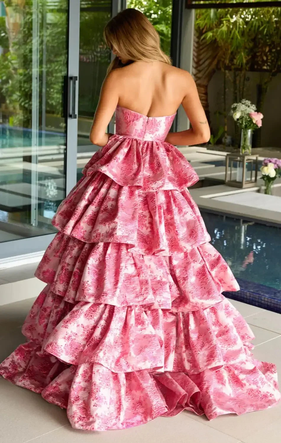 26412 - Ava Presley - Floral Jacquard Ball Gown