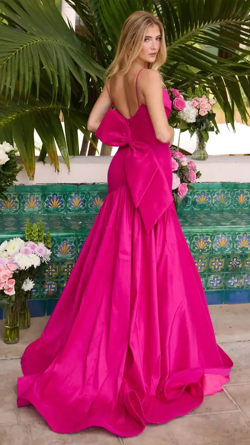 26422 - Ava Presley - Taffeta Mermaid Gown With Bow