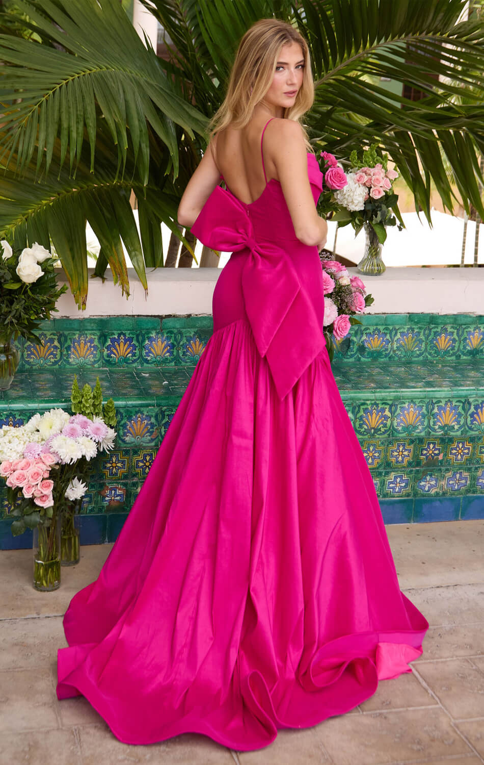 26422 - Ava Presley - Taffeta Mermaid Gown With Bow