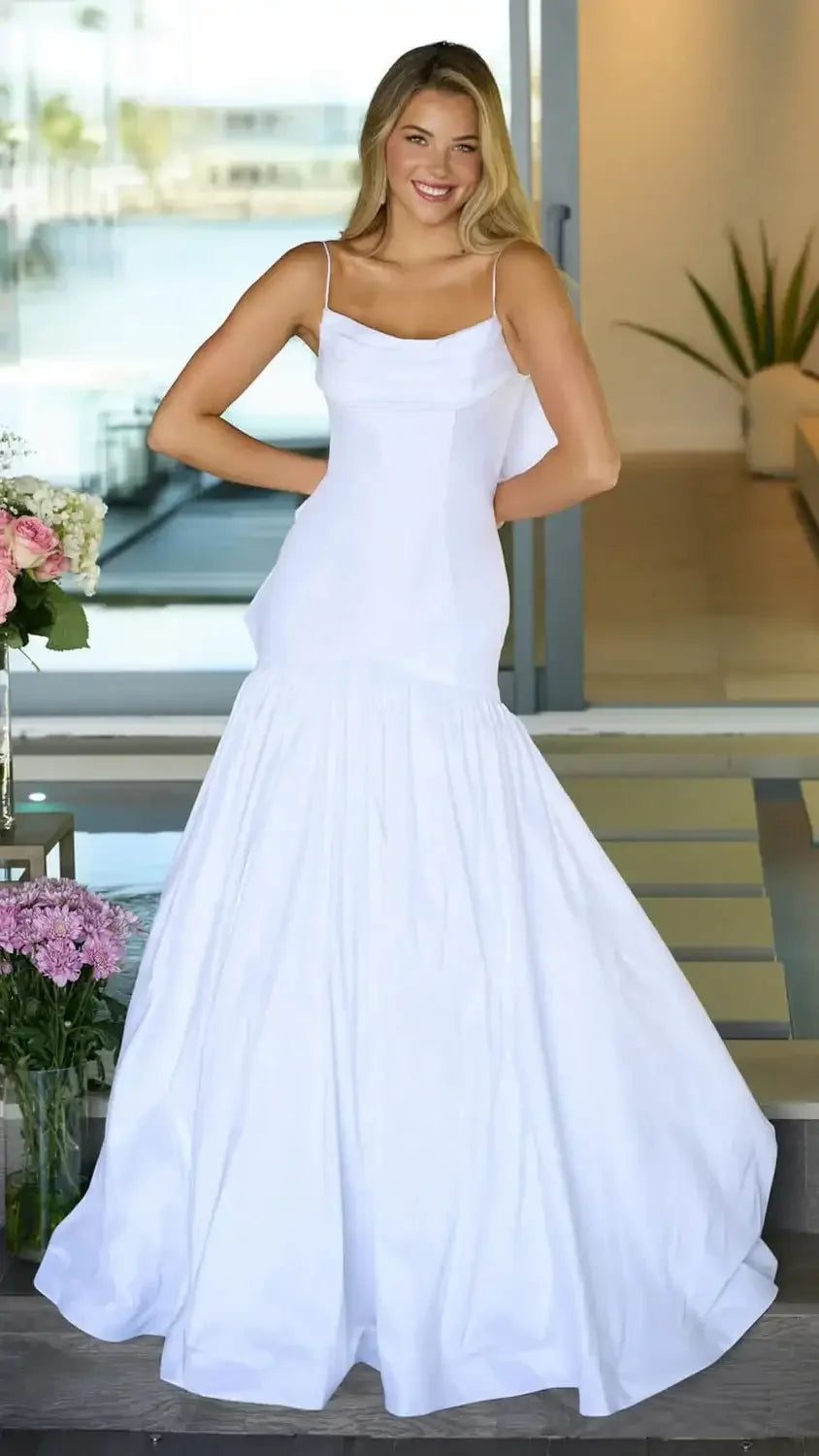 26422 - Ava Presley - Taffeta Mermaid Gown With Bow