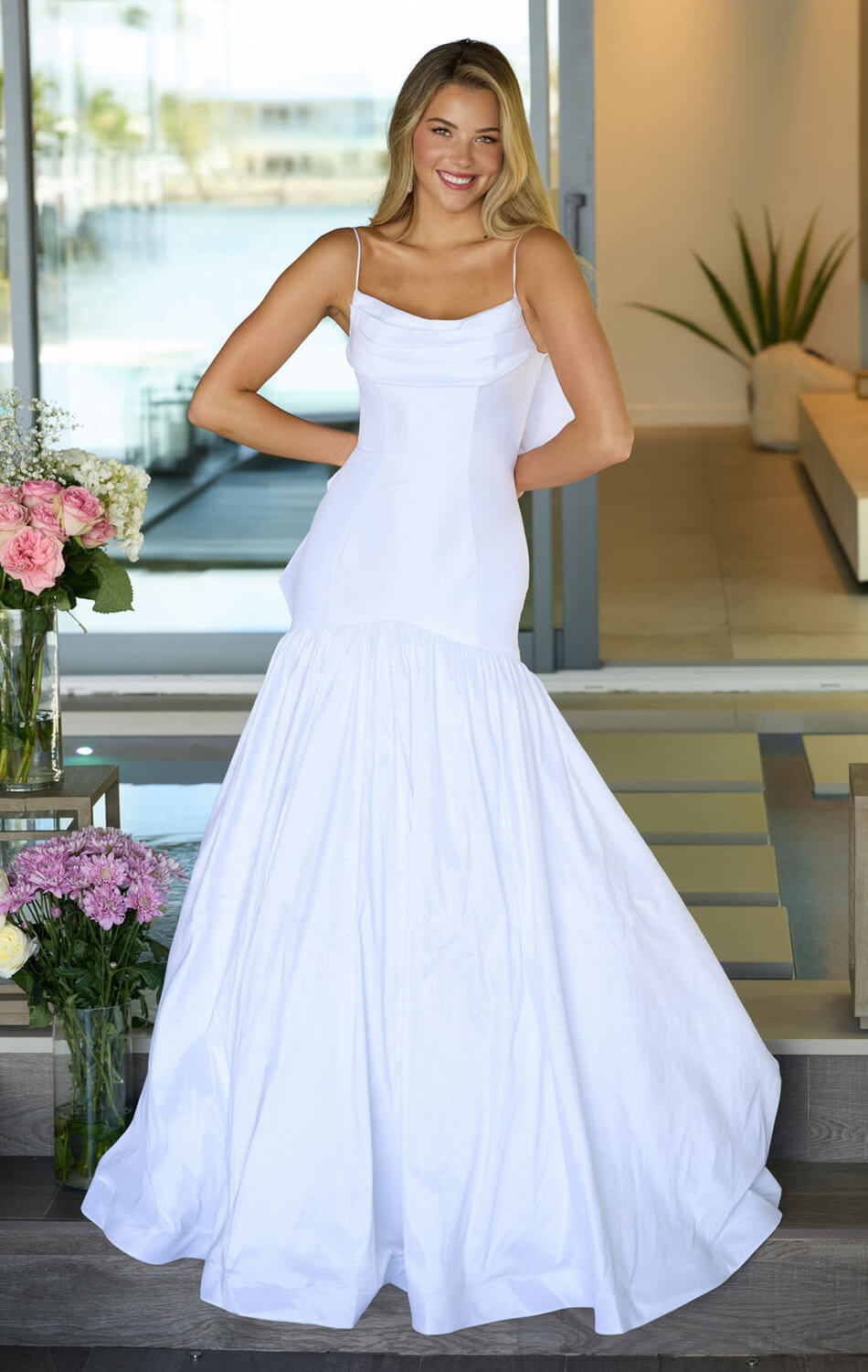 26422 - Ava Presley - Taffeta Mermaid Gown With Bow