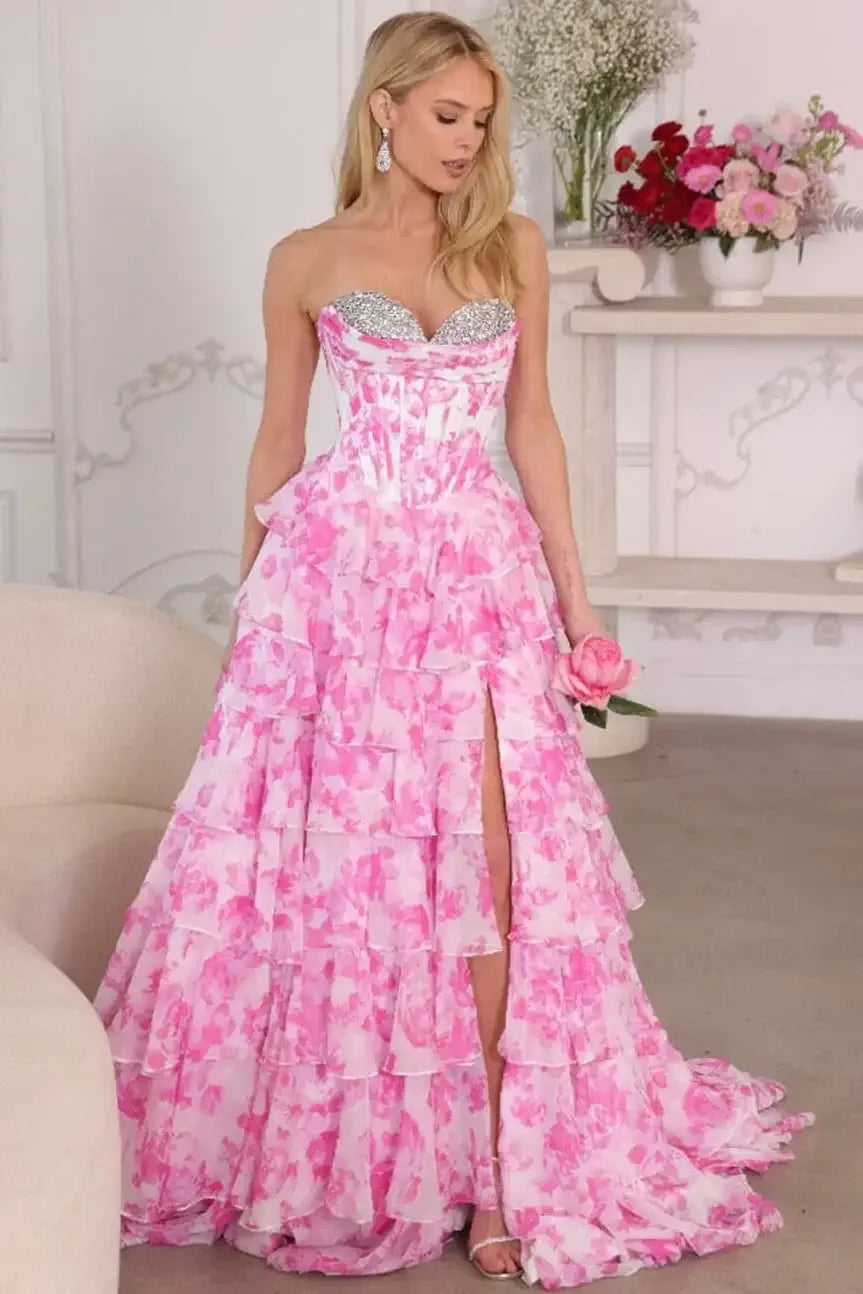 26441 - Ava Presley - Floral Ruffle Ball Gown