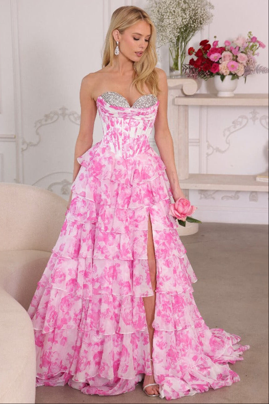 26441 - Ava Presley - Floral Ruffle Ball Gown