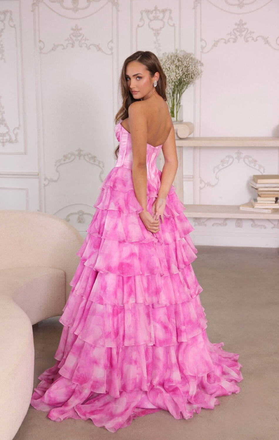 26442 - Ava Presley - Watercolor Layered Ball Gown