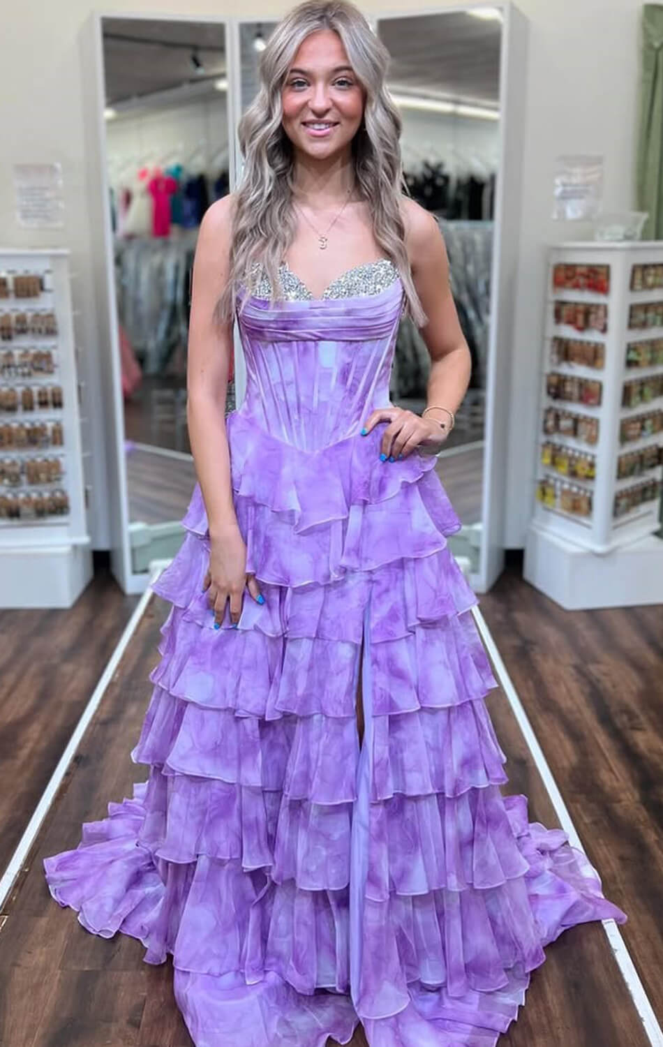 26442 - Ava Presley - Watercolor Layered Ball Gown