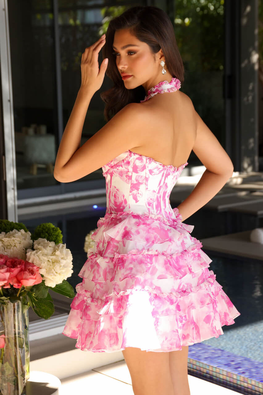 26446 - Ava Presley - Floral Halter Mini Dress