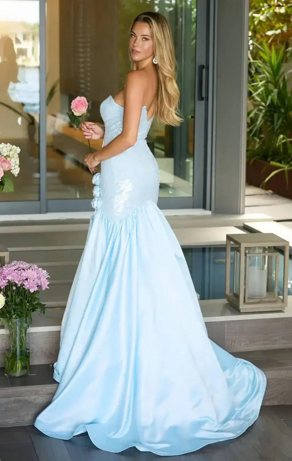 26520 - Ava Presley - Sequin & Satin Mermaid Gown