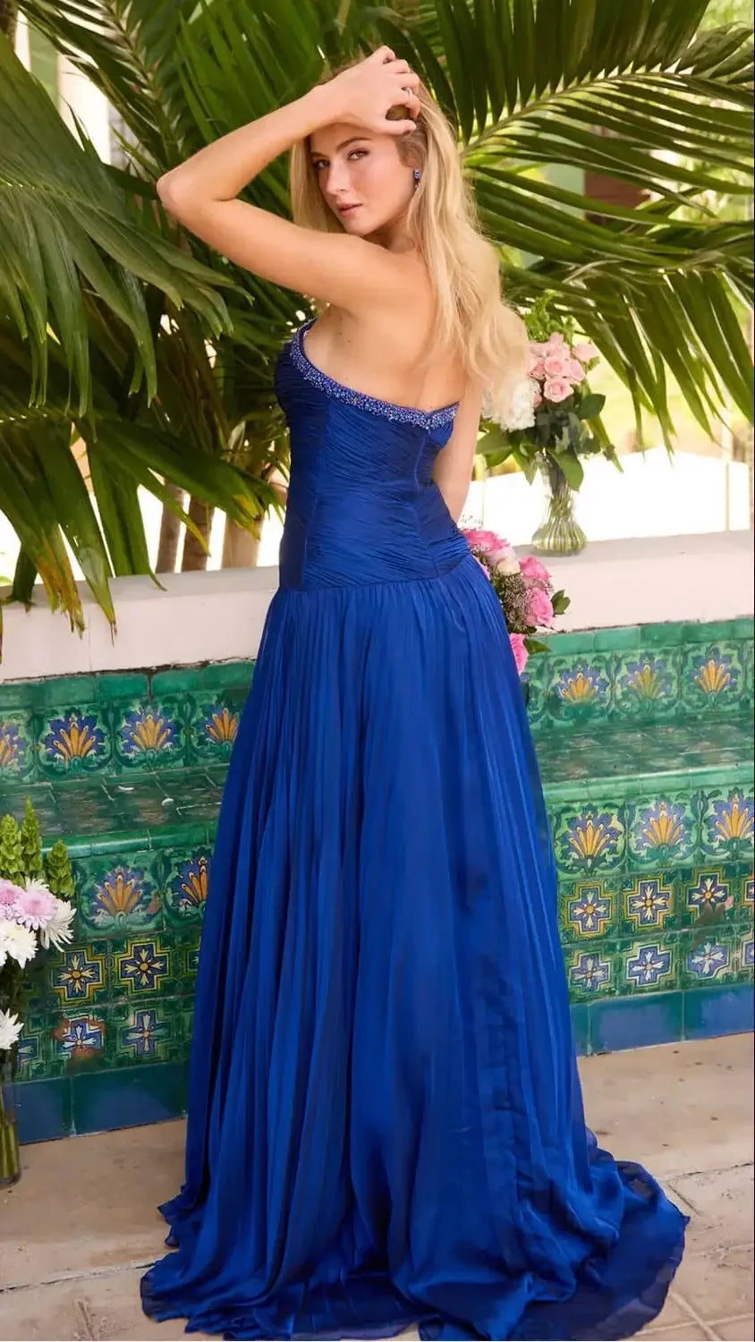 26533 - Ava Presley - Ruched Chiffon Strapless Gown