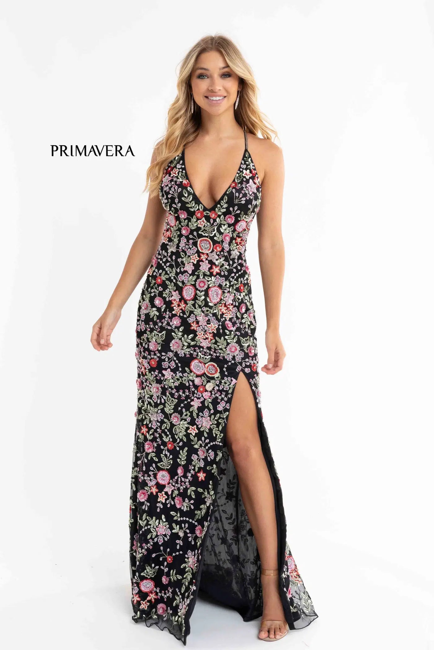 3073 - Primavera - Fitted Gown with Plunging V-Neck