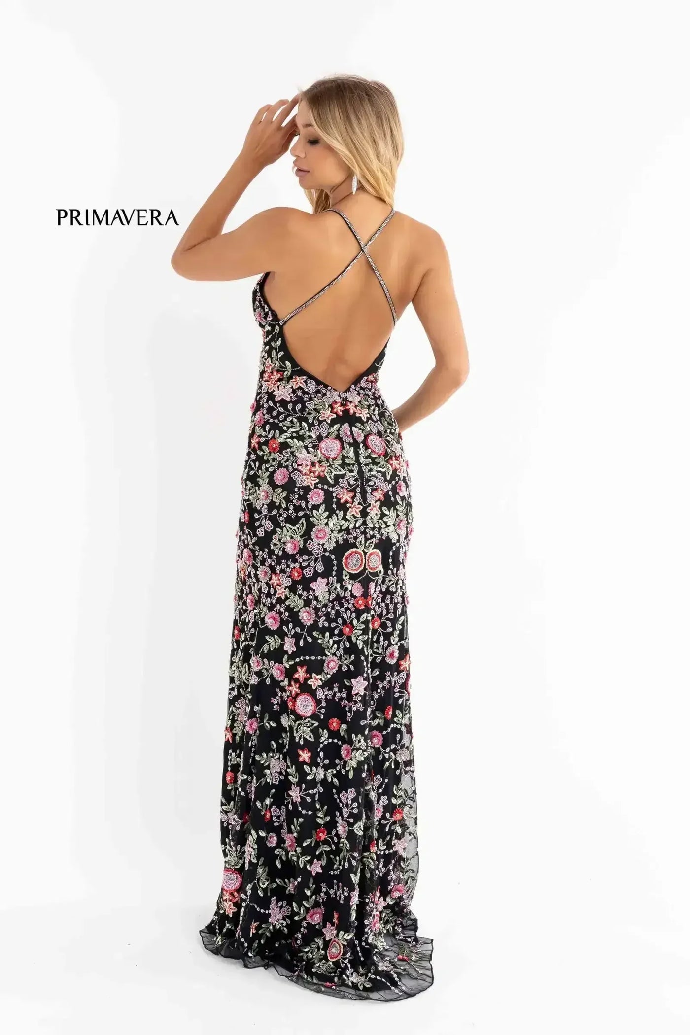 3073 - Primavera - Fitted Floral Beaded Gown
