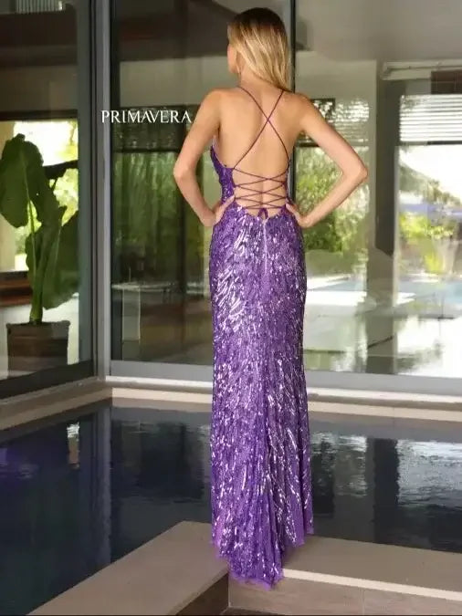 4121 - Primavera - Sequin Beaded Fitted Gown