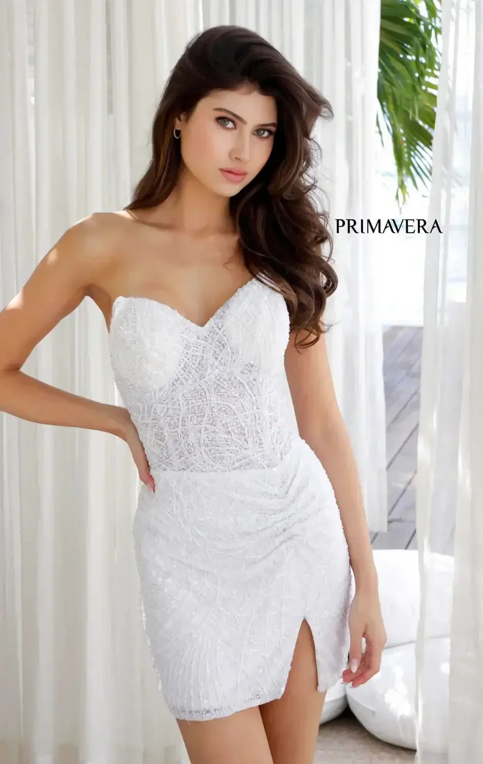 4201 - Primavera - Strapless Sweetheart Sequin & Beaded Mini Dress