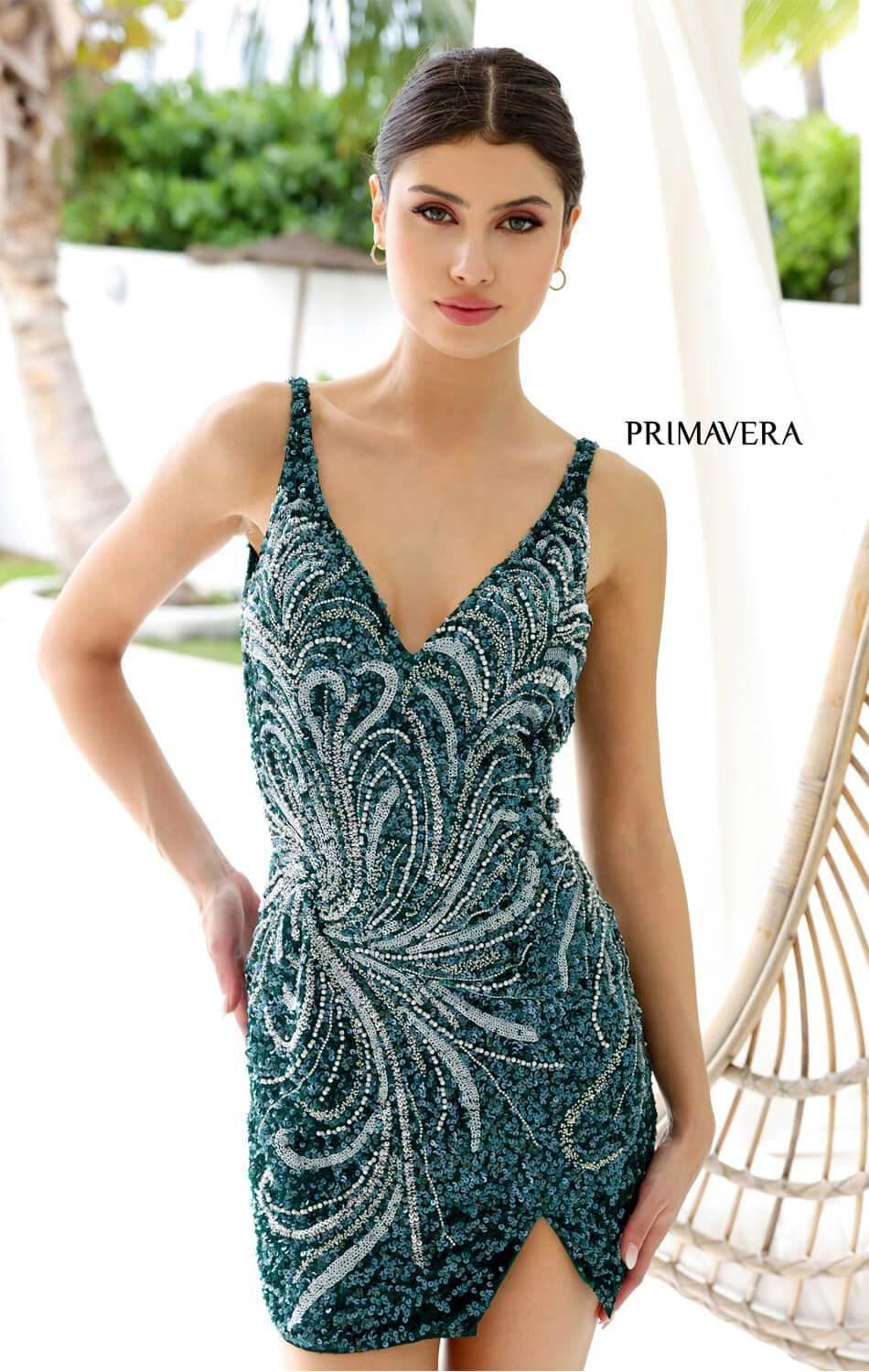 4223 - Primavera - Beaded Mini Dress with Open-Back