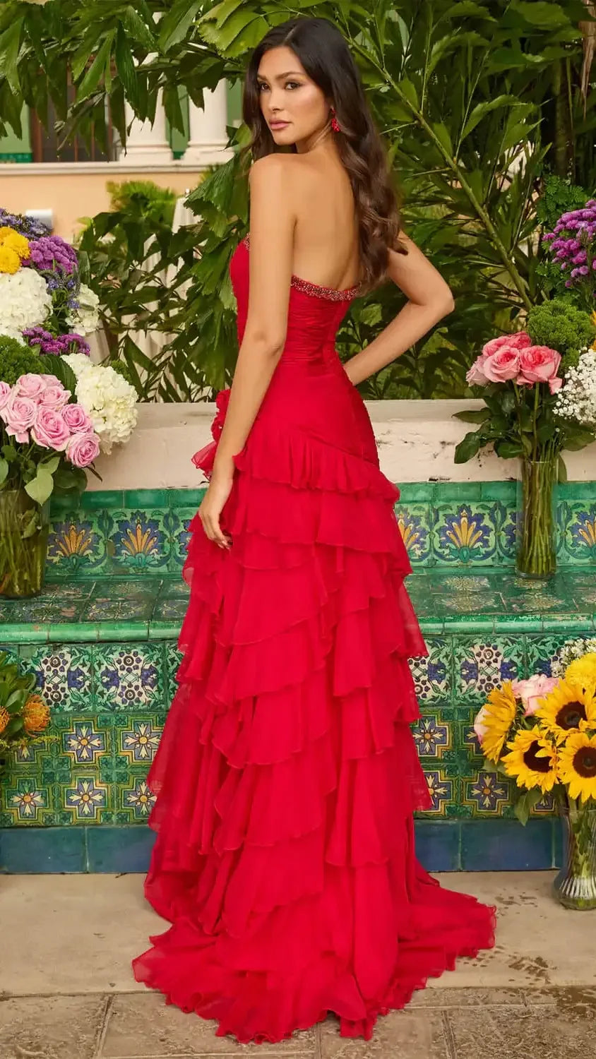 42242 - Ava Presley - Chiffon Gown With Ruffle Skirt