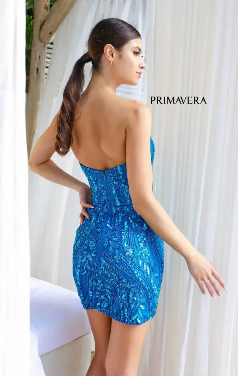 4234 - Primavera - Strapless Sequin Beaded Short Dress