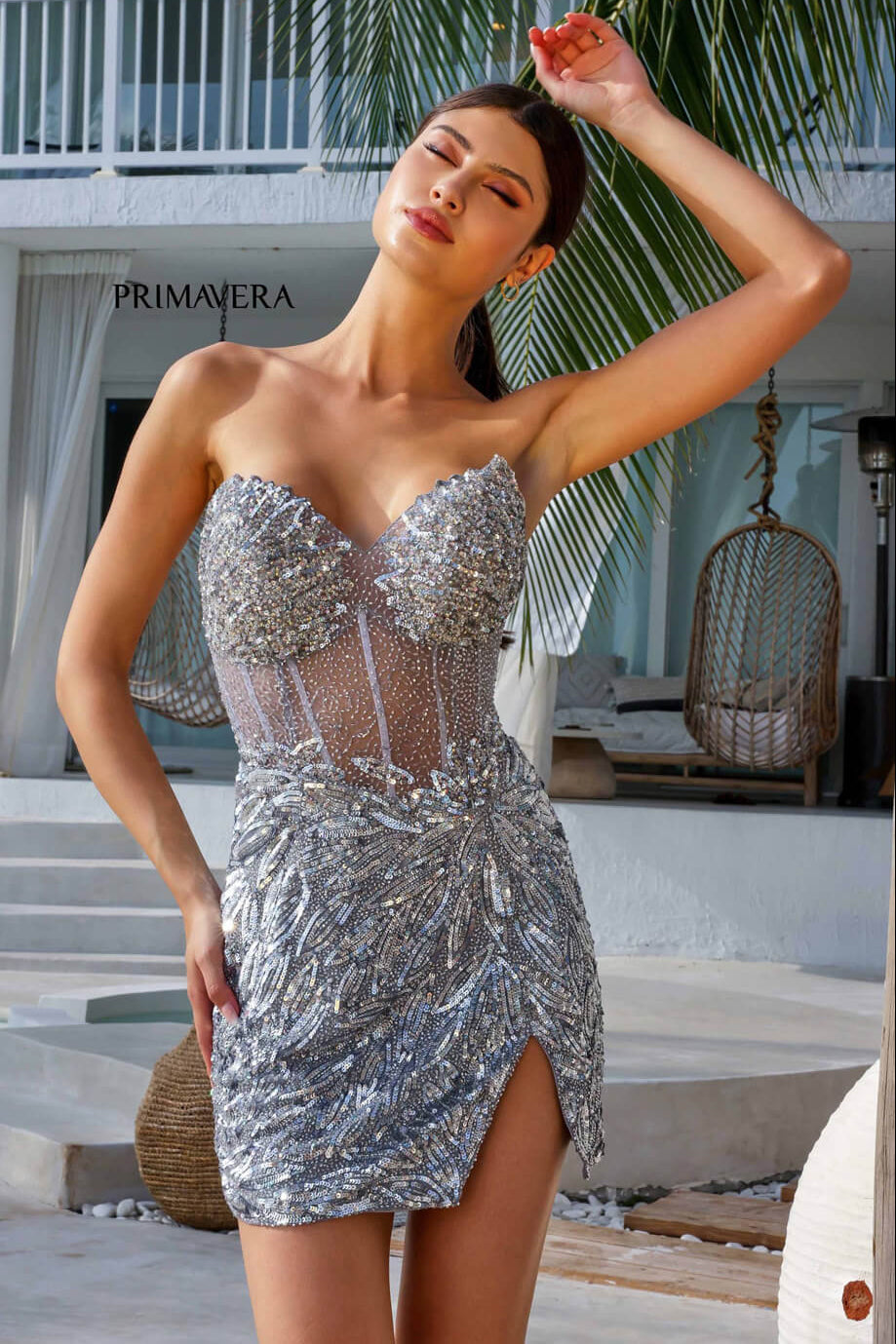 4241 - Primavera - Sparkling Corset Mini with V-Neckline