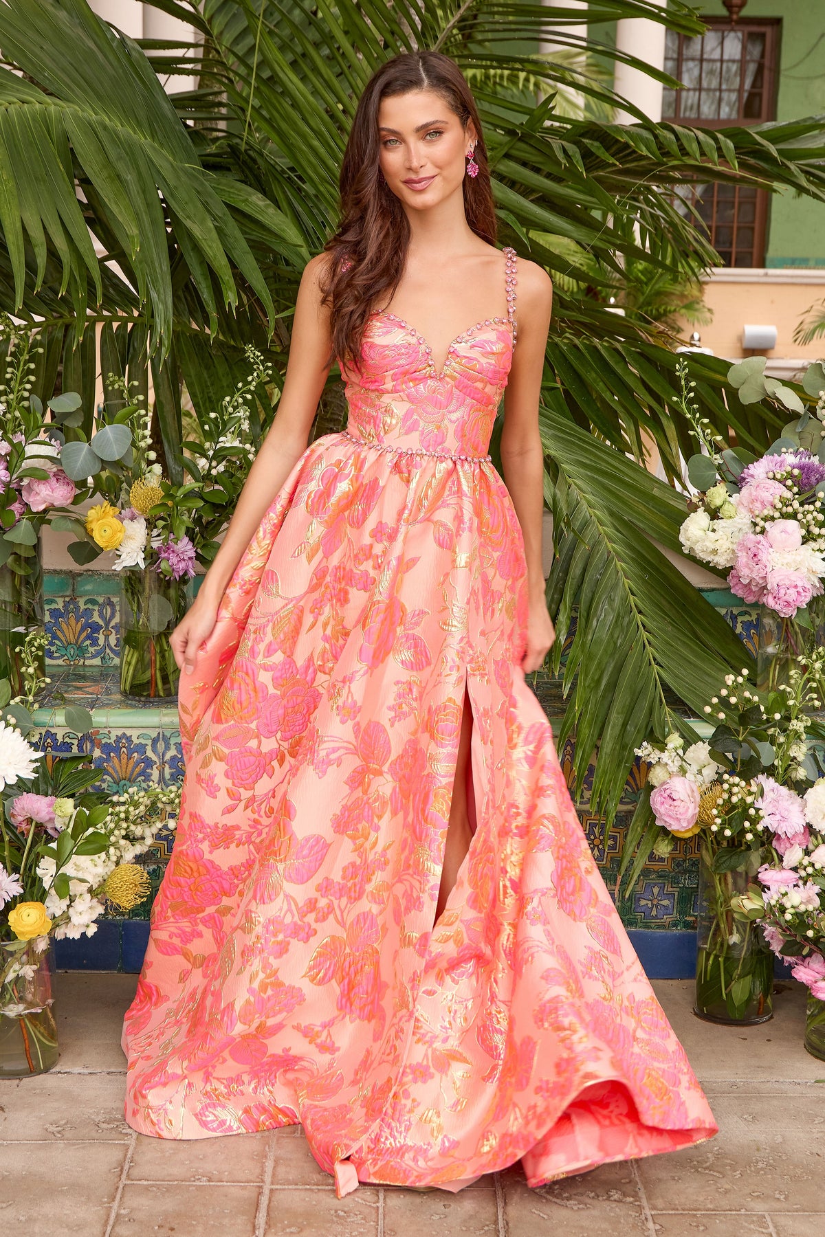 Ava Presley 42549 in Coral/Pink, front view | Lady Black Tie