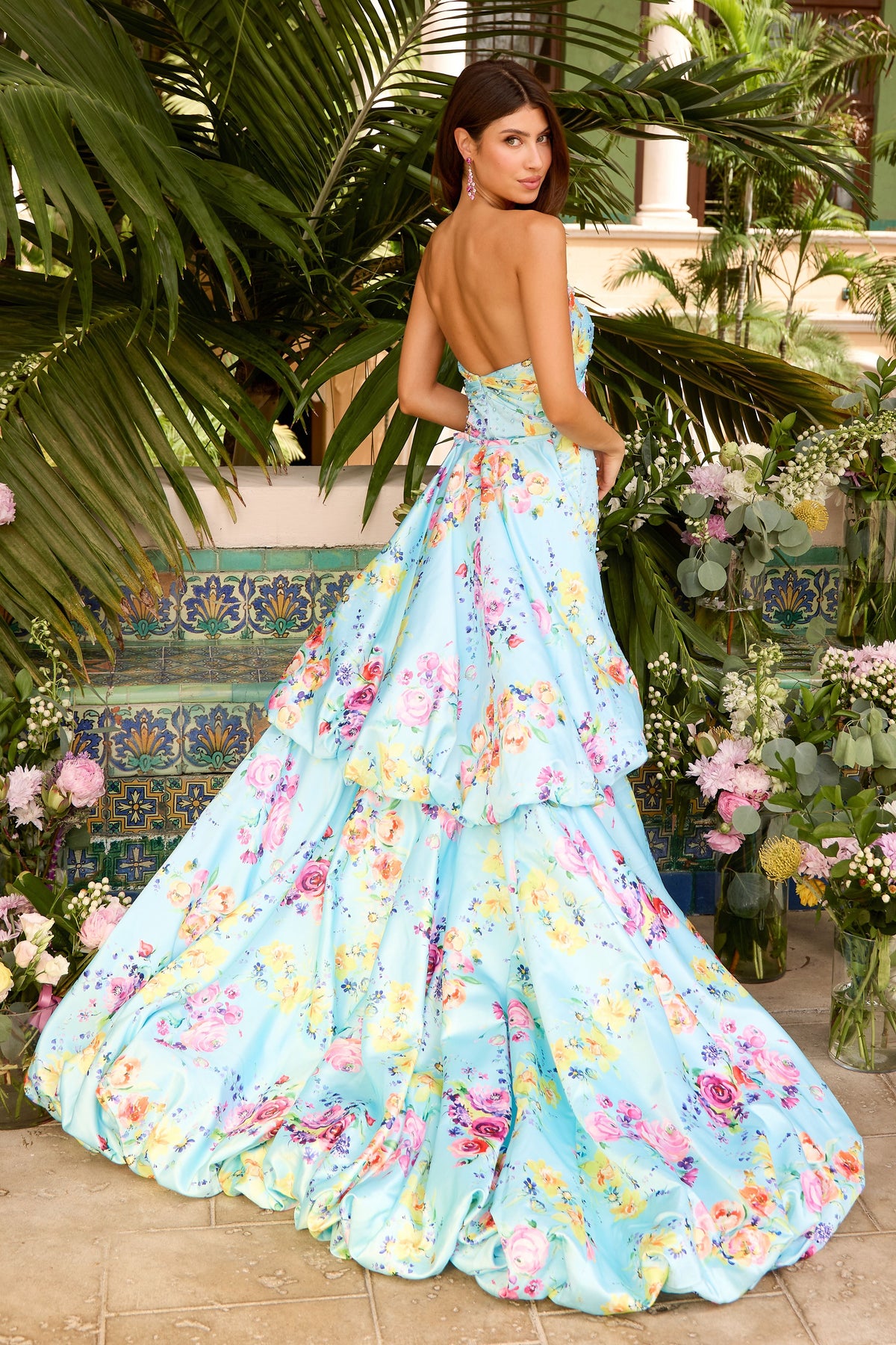 Ava Presley 43039 in Aqua Multi, back view | Lady Black Tie