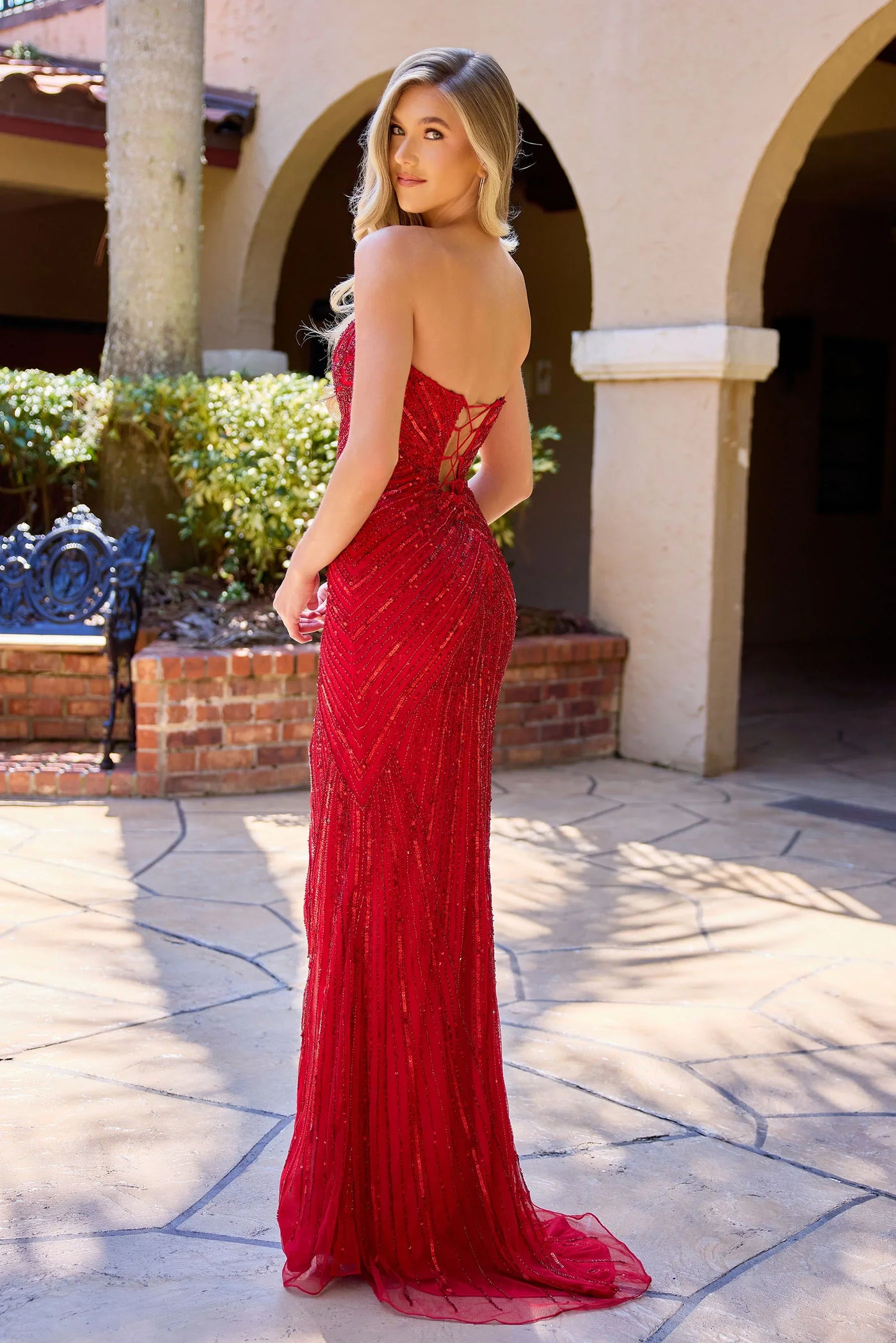 4309 - Primavera - Keyhole Strapless Beaded Long Dress