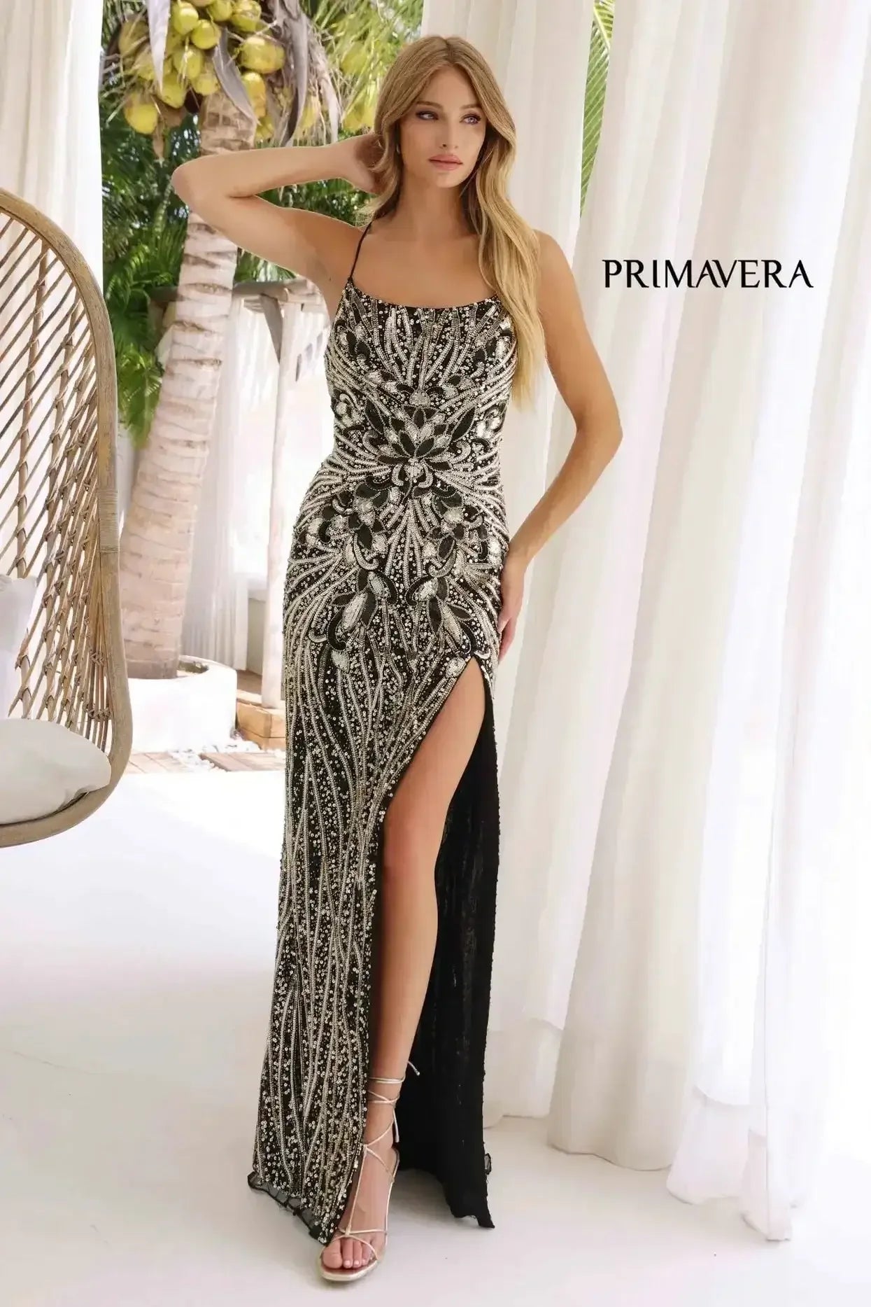 4319 - Primavera - Long Beaded Dress