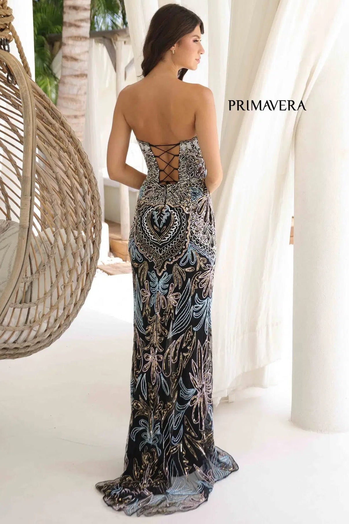 4382 - Primavera - Strapless Beaded Gown