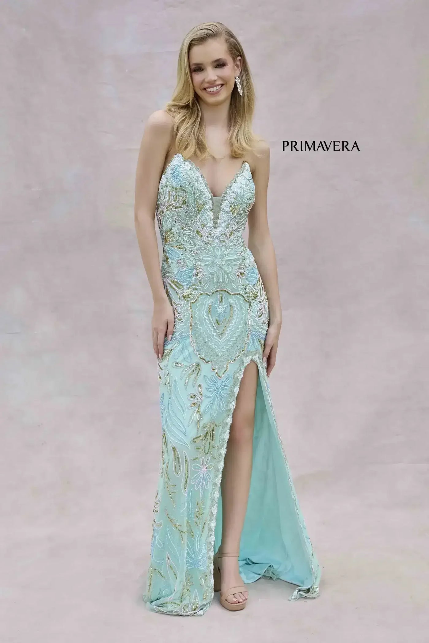 4382 - Primavera - Strapless Beaded Gown