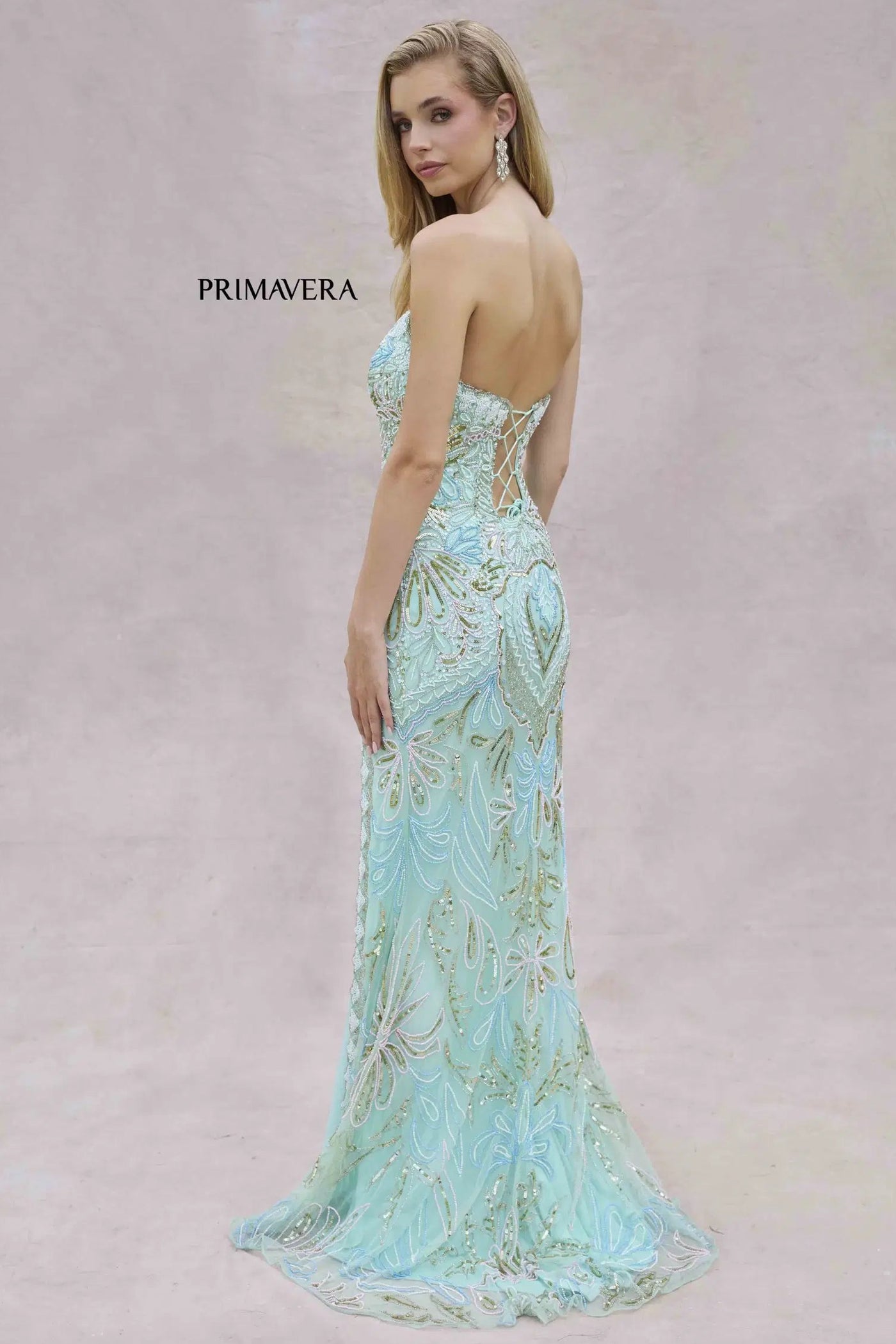 4382 - Primavera - Strapless Beaded Gown
