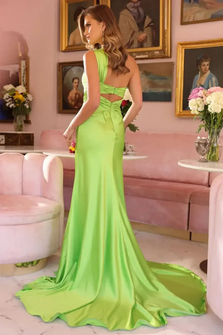 47020 - Ava Presley - Ruched Bodice One Shoulder Dress