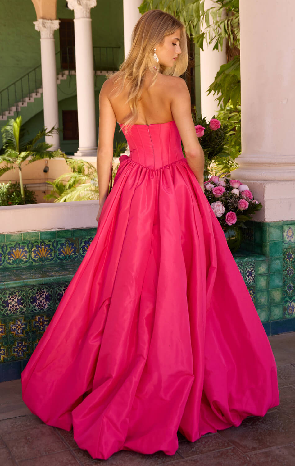 47204 - Ava Presley - Taffeta Ball Gown With Rosette Detail