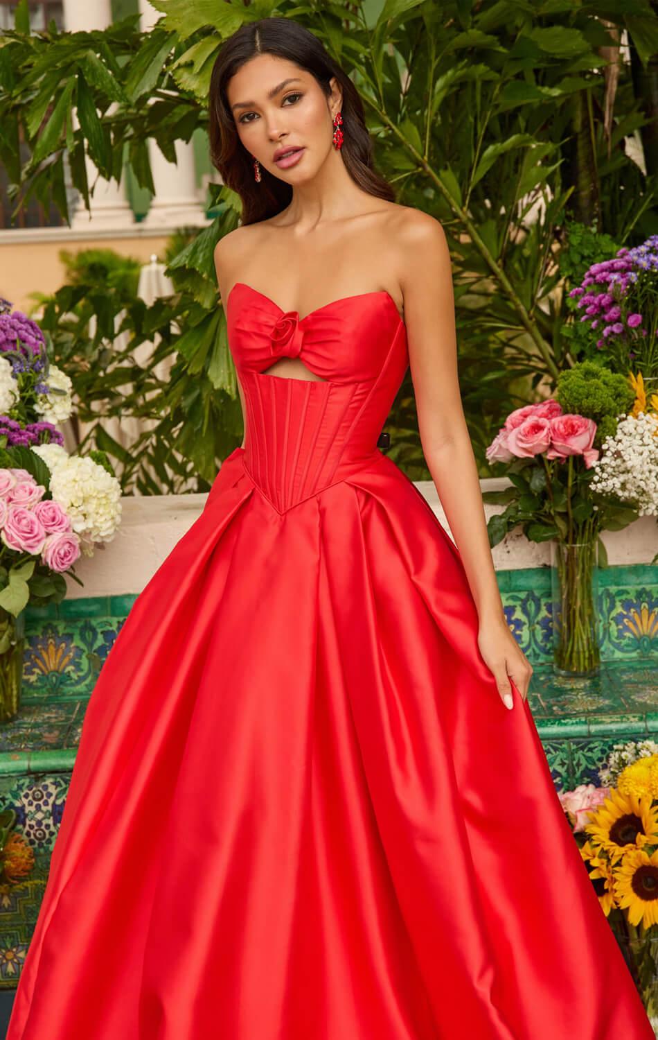 47223 - Ava Presley - Satin Ball Gown With Corset Bodice