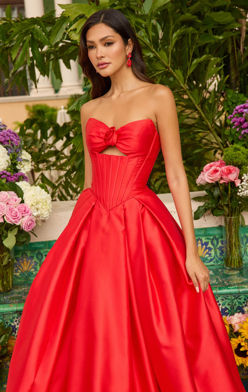 47223 - Ava Presley - Satin Ball Gown With Corset Bodice