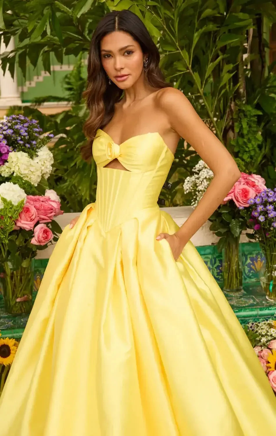 47223 - Ava Presley - Satin Ball Gown With Corset Bodice