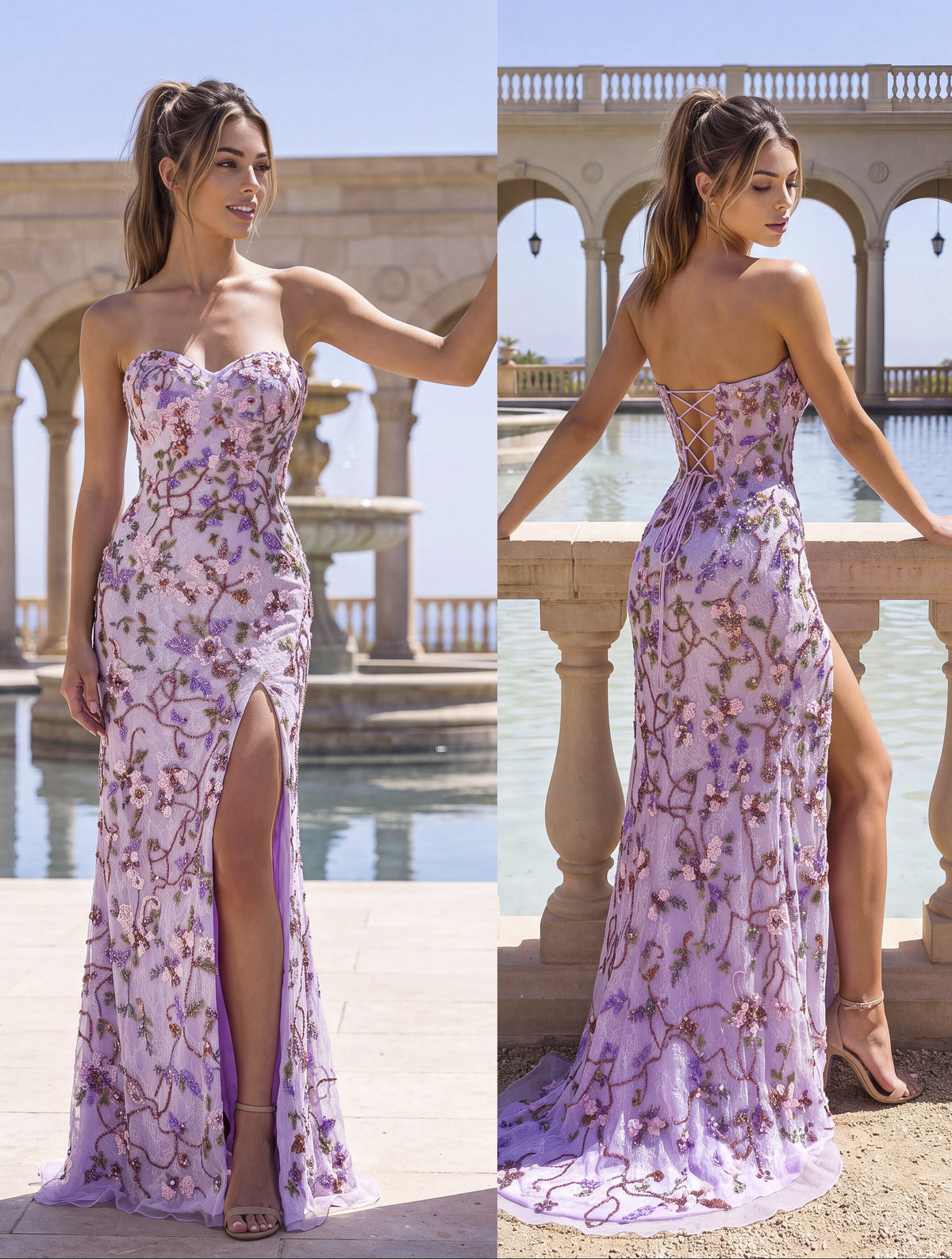 4741 - Primavera - Floral-Embellished Sweetheart Gown