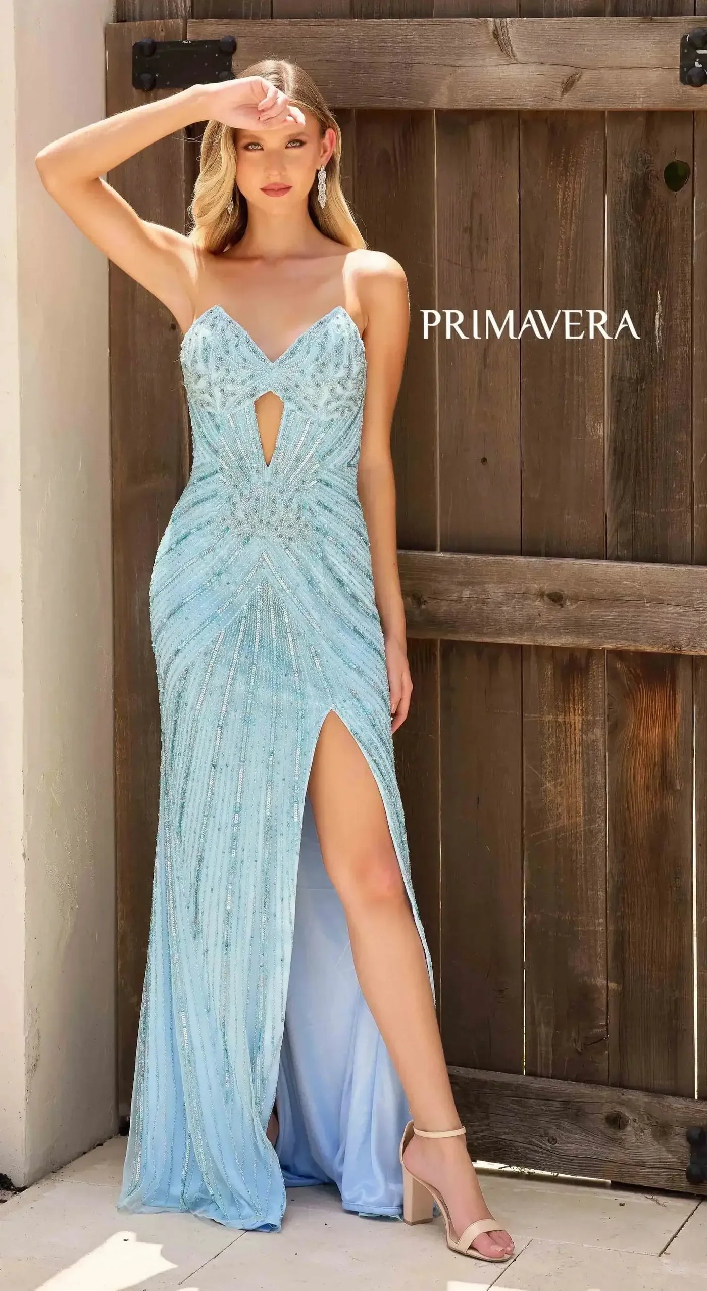 4309 - Primavera - Keyhole Strapless Beaded Long Dress