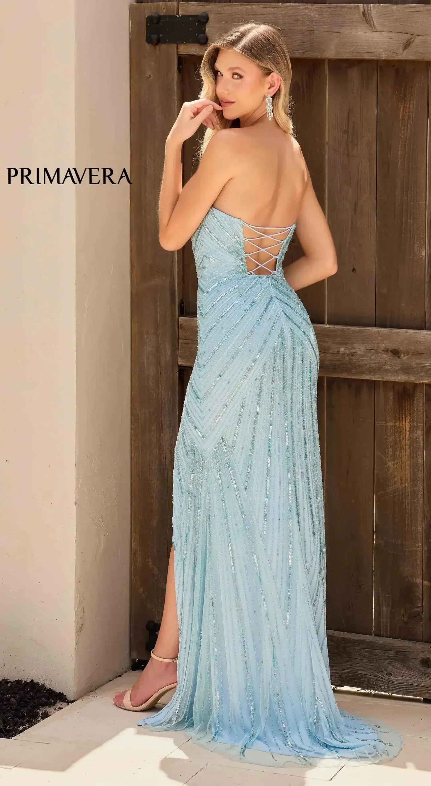 4309 - Primavera - Keyhole Strapless Beaded Long Dress