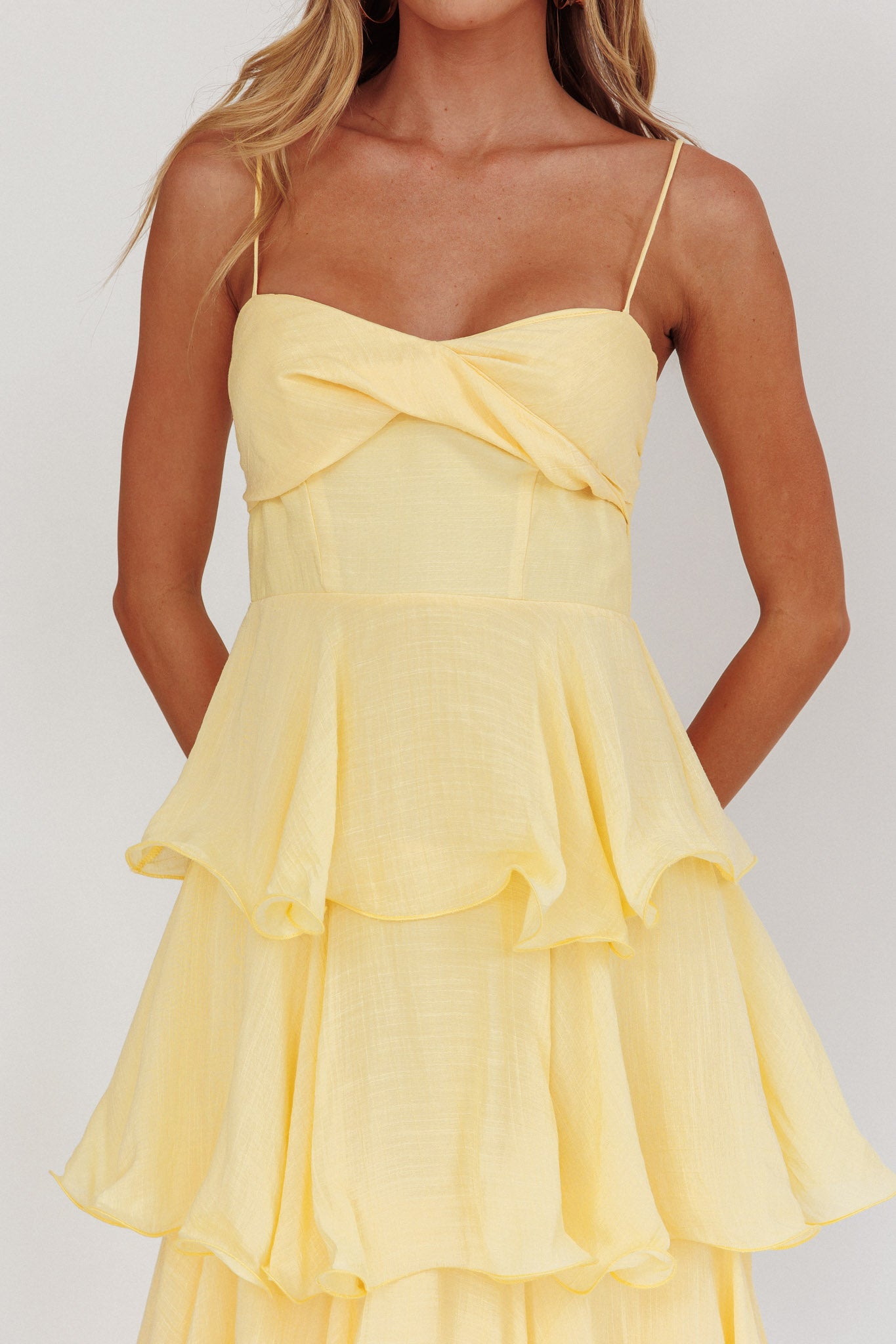 Heather Maxi Dress – Tiered Ruffle Maxi - Yellow