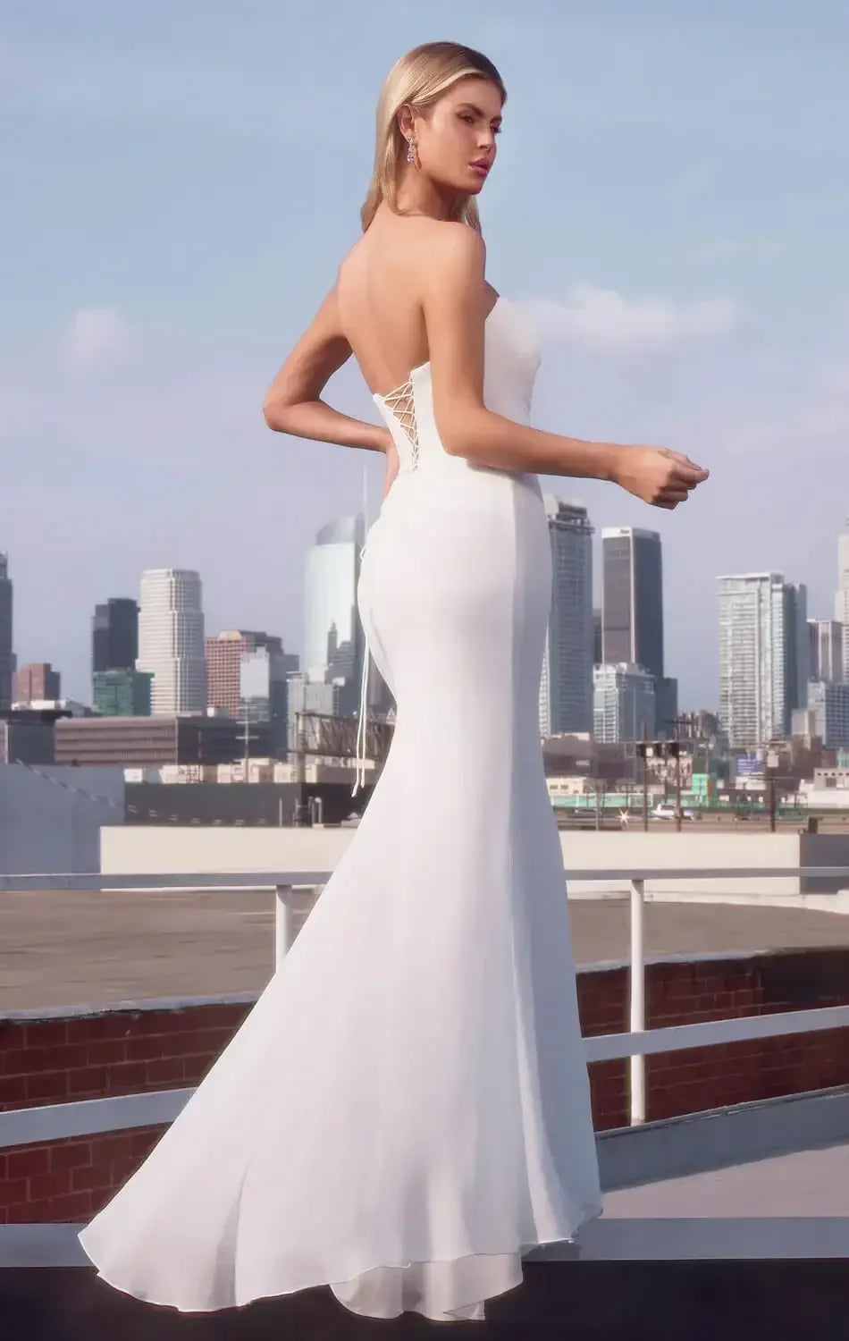 HAVEN GOWN - OFF WHITE STRAPLESS CHIFFON DRESS