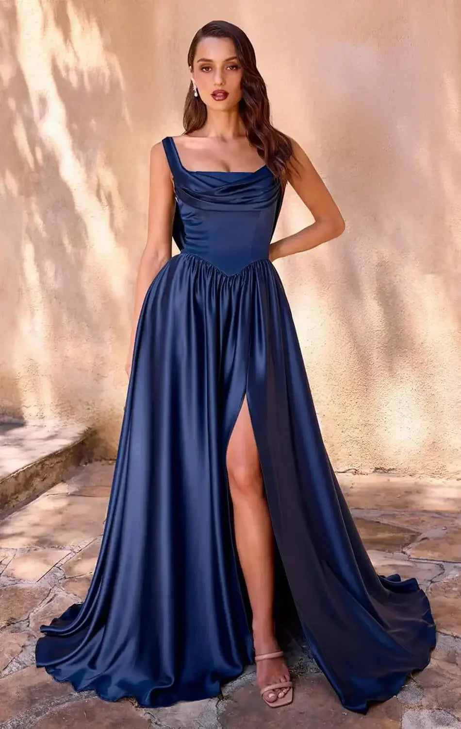 BEATRICE GOWN - A-LINE DRESS WITH DRAPED COWL BACK