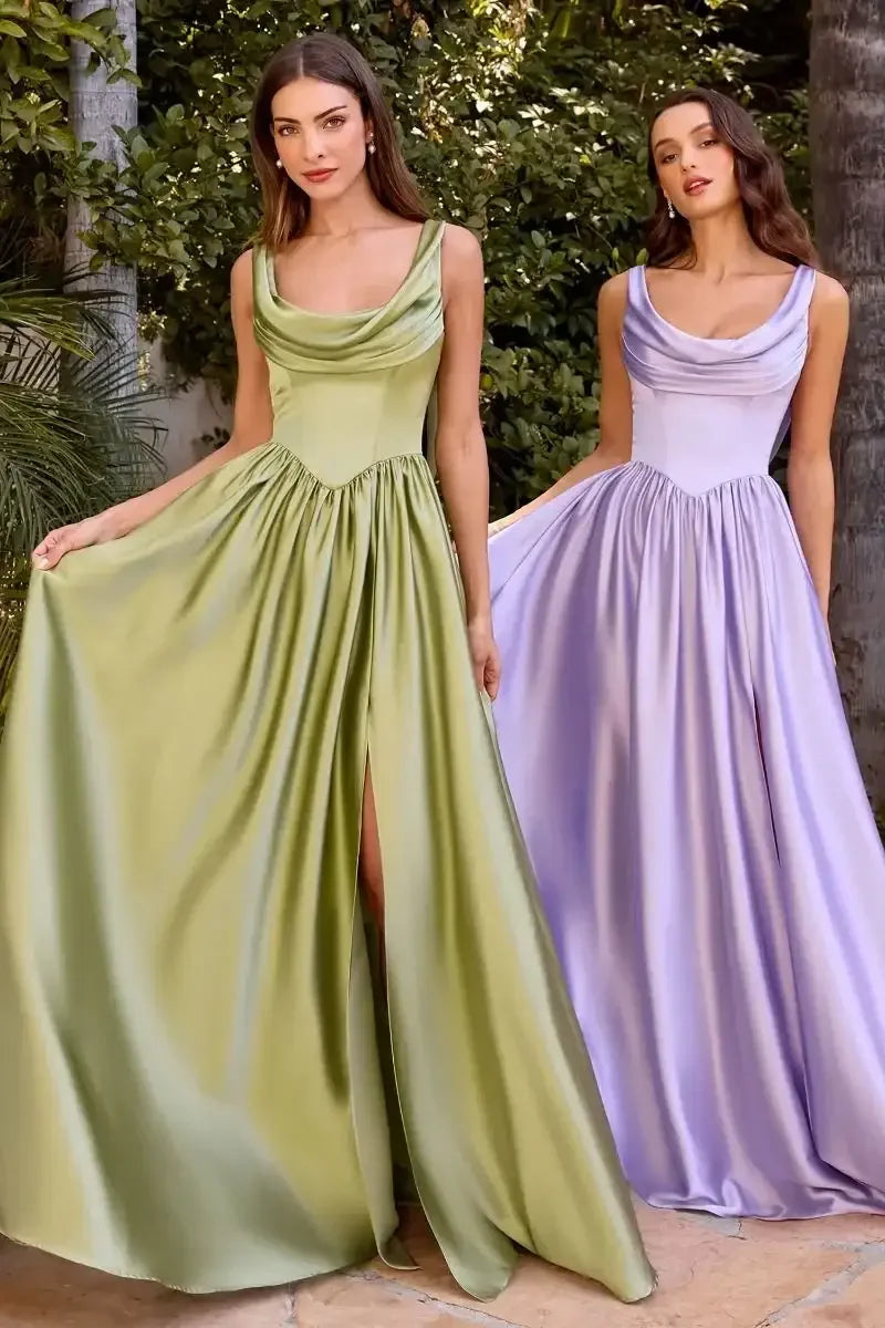 BEATRICE GOWN - A-LINE DRESS WITH DRAPED COWL BACK