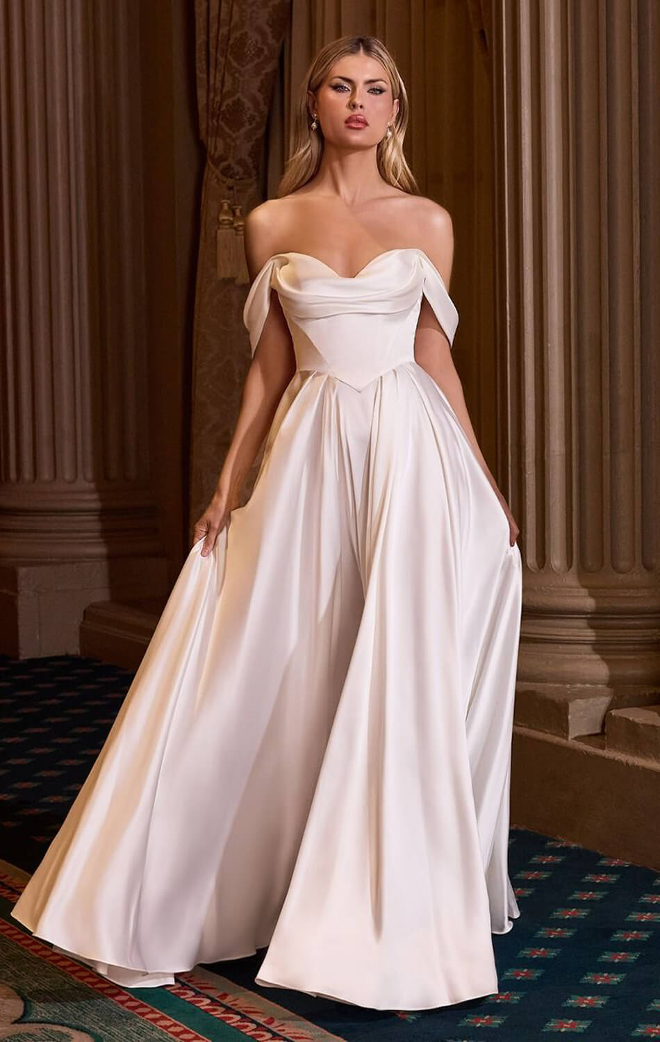 BELINDA GOWN - OFF WHITE A-LINE DRESS WITH CORSET BACK