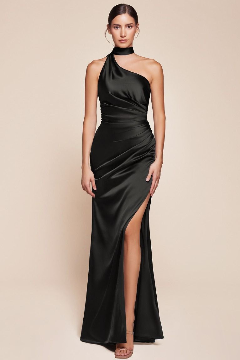 BRYCE GOWN - ONE SHOULDER LUXE SATIN DRESS