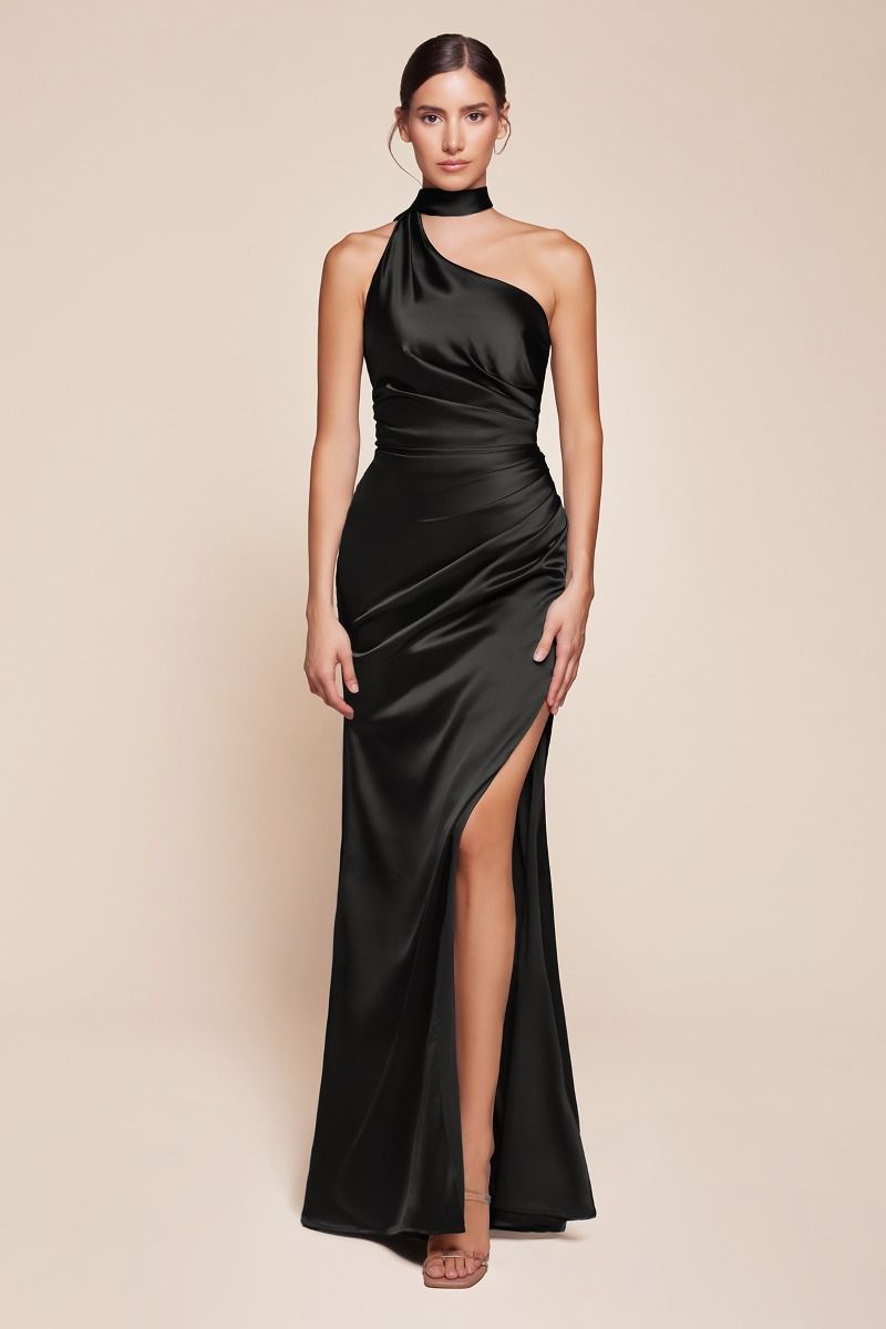 BRYCE GOWN - ONE SHOULDER LUXE SATIN DRESS
